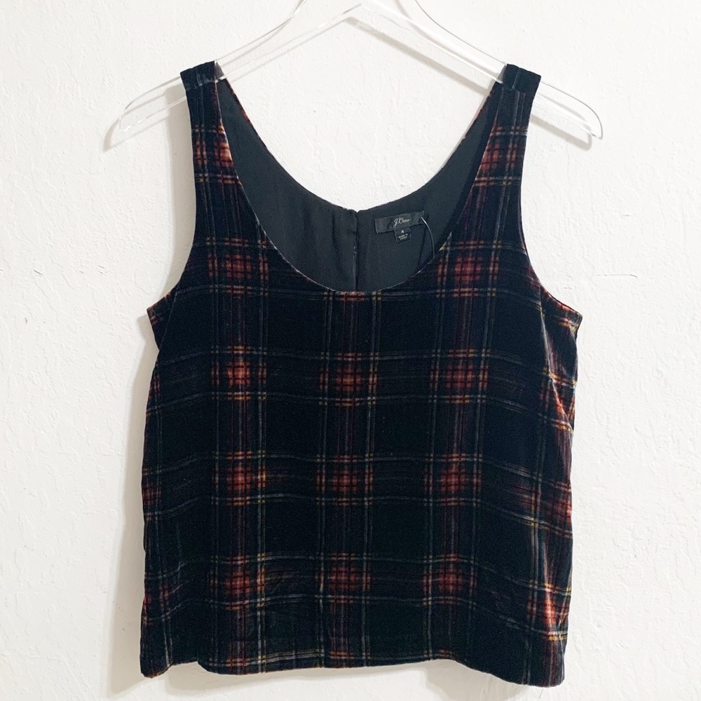 J. Crew Velvet Tank Top in Steward Tartan 4